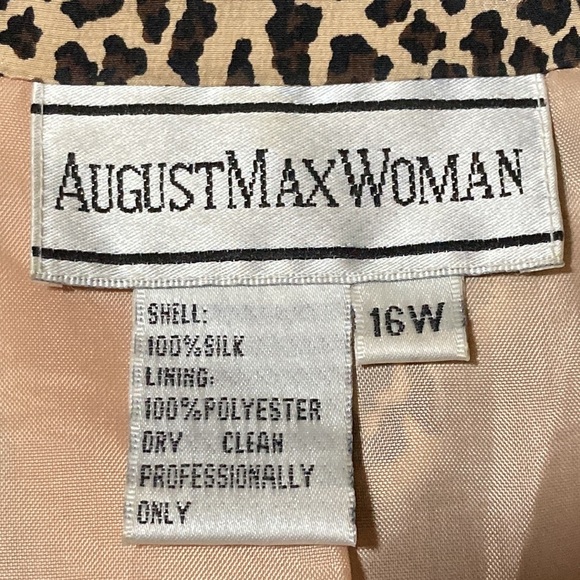 August Max Woman Animal Print Silk Jacket Size 16W - Picture 8 of 8